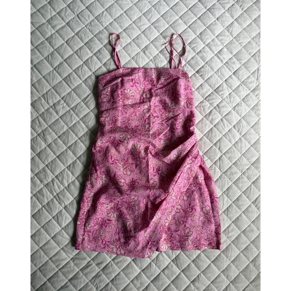 Y2K 00s ZARA Pink Floral Mini Dress Women's Size S Coquette Cute Going out